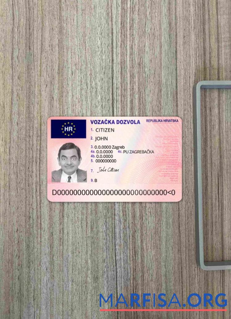 Blank Croatia driving license photolook real example